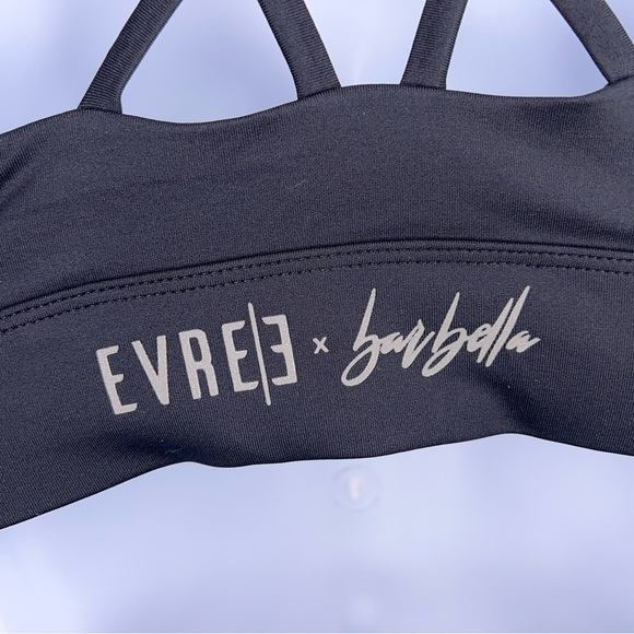 Small Evree Black Teal Blue Sports Bra Strappy Barbella Removable Cups Athletic - Picture 3 of 8